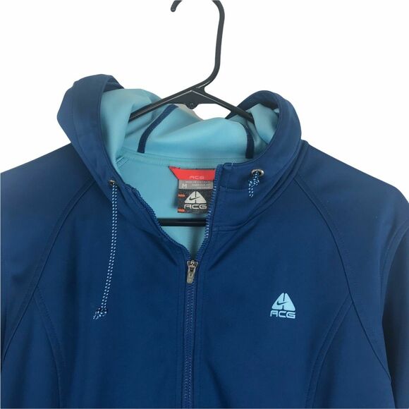 Nike ACG Jacket Full Zip Hoodie Thermal Soft‎ Shell Size M Womens Blue - Picture 3 of 9